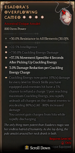 MMOJUGG Diablo 4 ESADORA'S OVERFLOWING CAMEO#1179926 Details View of Item Function and Use