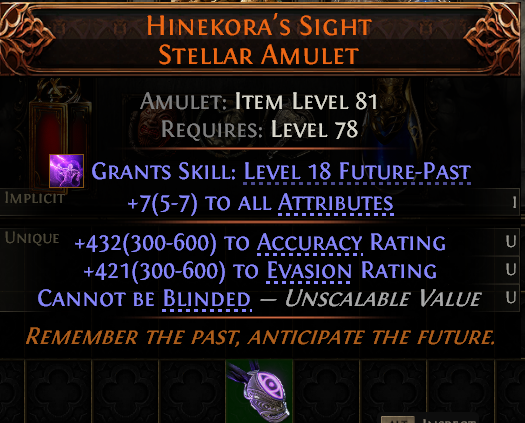 MMOJUGG Path of Exile 2 HINEKORA'S SIGHT STELLAR AMULET#1180259 Details View of Item Function and Use