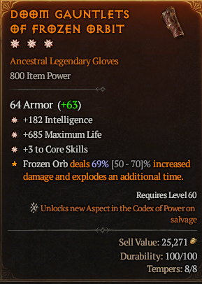 MMOJUGG Diablo 4 DOOM GAUNTLETS OF FROZEN ORBIT#1181874 Buying Page Display