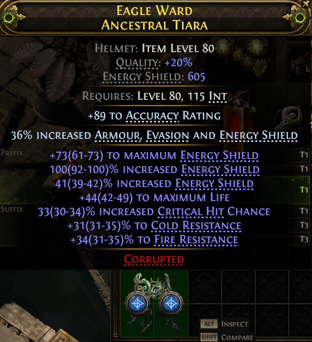 MMOJUGG Path of Exile 2 EAGLE WARD ANCESTRAL TIARA#1183723 Details View of Item Function and Use