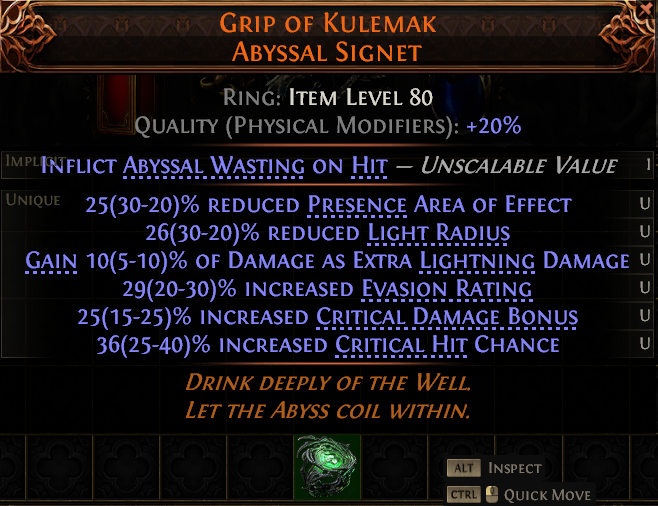MMOJUGG Path of Exile 2 GRIP OF KULEMAK ABYSSAL SIGNET#1185372 Details View of Item Function and Use