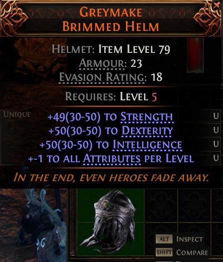 MMOJUGG Path of Exile 2 GREYMAKE BRIMMED HELM#1196366 Details View of Item Function and Use