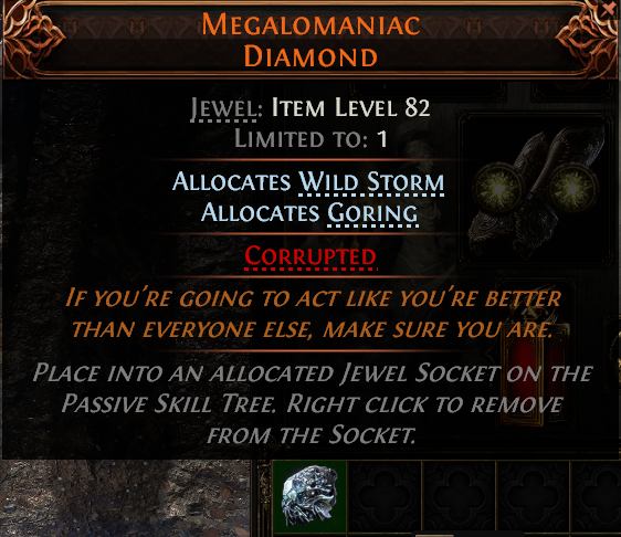 MMOJUGG Path of Exile 2 MEGALOMANIAC DIAMOND#1196687 Details View of Item Function and Use
