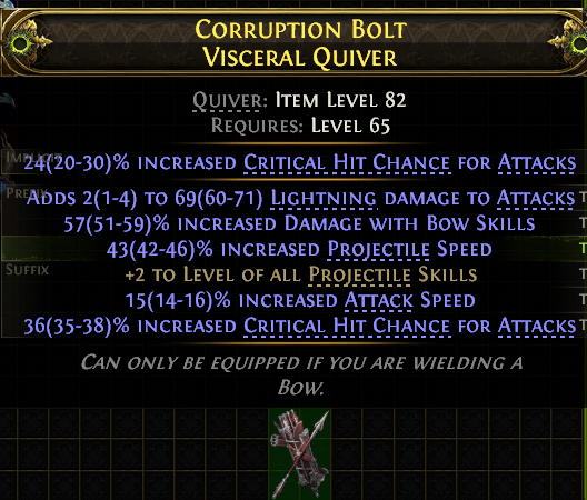 MMOJUGG Path of Exile 2 CORRUPTION BOLT VISCERAL QUIVER#1202779 Details View of Item Function and Use