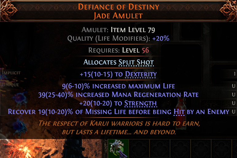 MMOJUGG Path of Exile 2 DEFIANCE OF DESTINY JADE AMULET#1202819 Details View of Item Function and Use