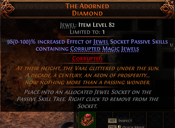 MMOJUGG Path of Exile 2 THE ADORNED DIAMOND#1208544 Details View of Item Function and Use