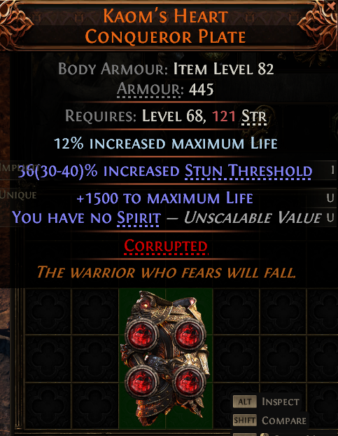 MMOJUGG Path of Exile 2 KAOM'S HEART CONQUEROR PLATE#1208597 Details View of Item Function and Use