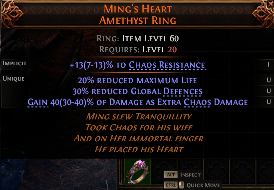 MMOJUGG Path of Exile 2 MING'S HEART AMETHYST RING#1218958 Details View of Item Function and Use