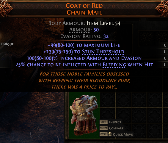 MMOJUGG Path of Exile 2 COAT OF RED CHAIN MAIL#1218968 Details View of Item Function and Use