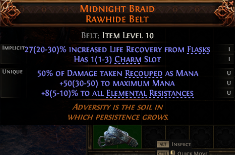 MMOJUGG Path of Exile 2 MIDNIGHT BRAID RAWHIDE BELT#1218977 Details View of Item Function and Use