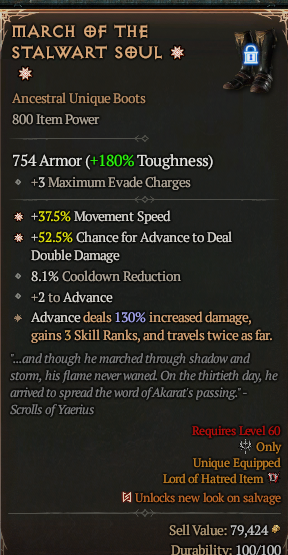 Diablo 4 MARCH OF THE STALWART SOUL#1223142 Details MMOJUGG Diablo 4 MARCH OF THE STALWART SOUL#1223142 Details View of Item Function and Use