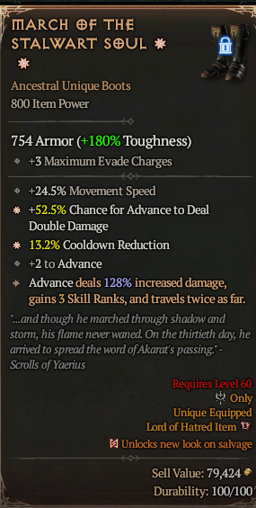 MMOJUGG Diablo 4 MARCH OF THE STALWART SOUL#1223161 Details View of Item Function and Use