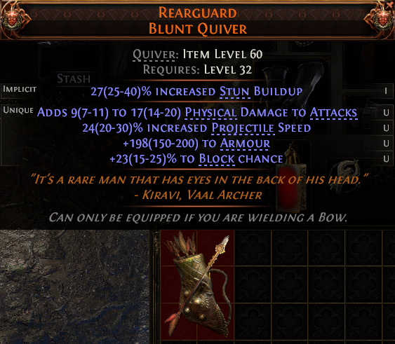 MMOJUGG Path of Exile 2 REARGUARD BLUNT QUIVER#1223687 Details View of Item Function and Use