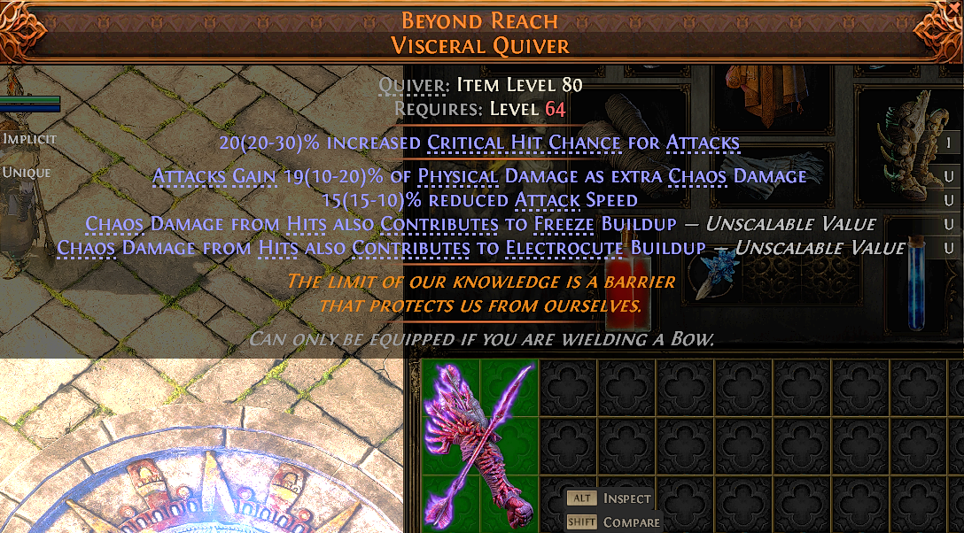 MMOJUGG Path of Exile 2 BEYOND REACH VISCERAL QUIVER#1223784 Details View of Item Function and Use