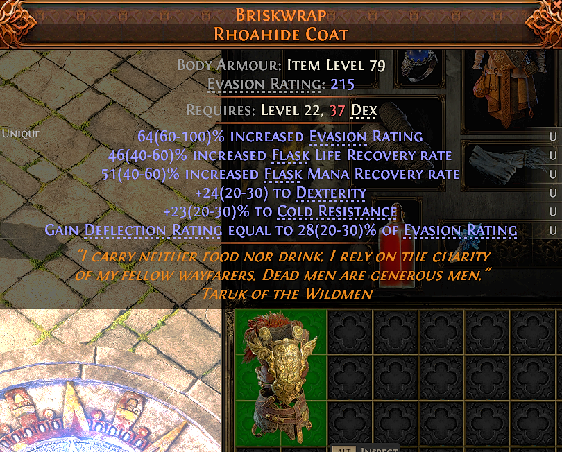 MMOJUGG Path of Exile 2 BRISKWRAP RHOAHIDE COAT#1223790 Details View of Item Function and Use
