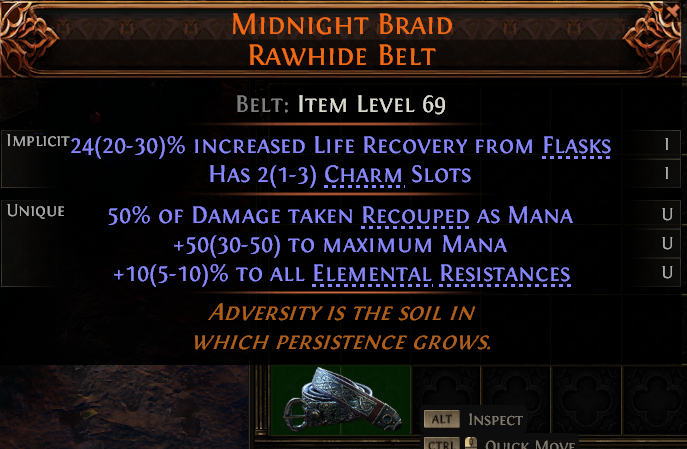 MMOJUGG Path of Exile 2 MIDNIGHT BRAID RAWHIDE BELT#1223859 Details View of Item Function and Use