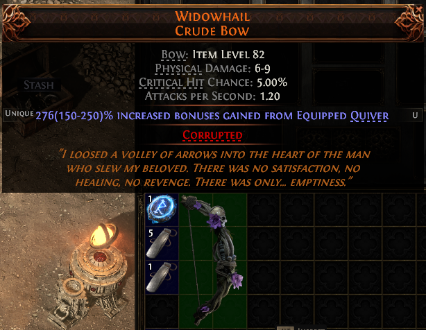MMOJUGG Path of Exile 2 WIDOWHAIL CRUDE BOW#1224223 Details View of Item Function and Use