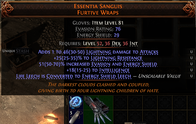 MMOJUGG Path of Exile 2 ESSENTIA SANGUIS FURTIVE WRAPS#1224227 Details View of Item Function and Use