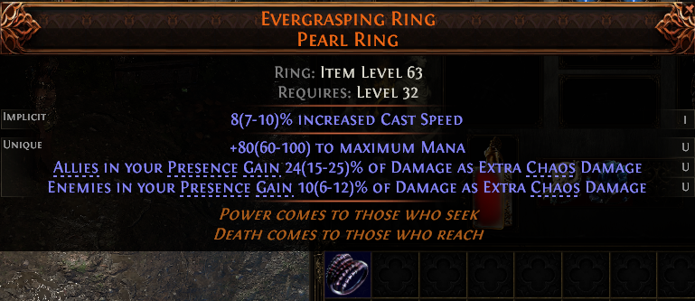 MMOJUGG Path of Exile 2 EVERGRASPING RING PEARL RING#1224715 Details View of Item Function and Use