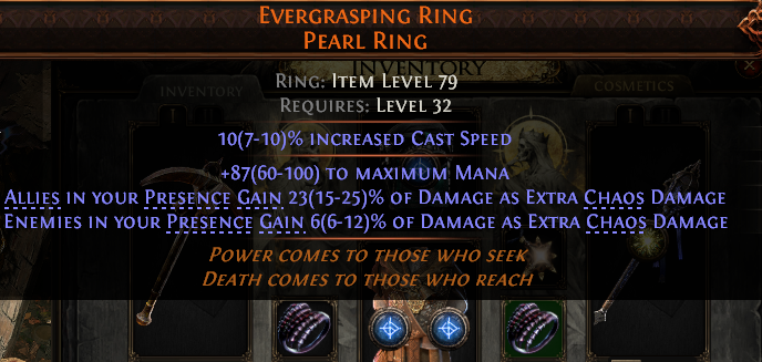 MMOJUGG Path of Exile 2 EVERGRASPING RING PEARL RING#1224769 Details View of Item Function and Use
