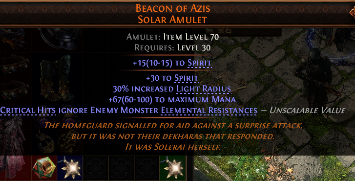 MMOJUGG Path of Exile 2 BEACON OF AZIS SOLAR AMULET#1224770 Details View of Item Function and Use