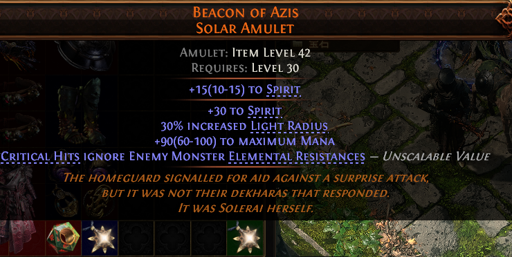 MMOJUGG Path of Exile 2 BEACON OF AZIS SOLAR AMULET#1224779 Details View of Item Function and Use