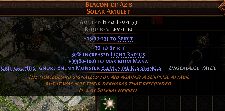 MMOJUGG Path of Exile 2 BEACON OF AZIS SOLAR AMULET#1224782 Details View of Item Function and Use