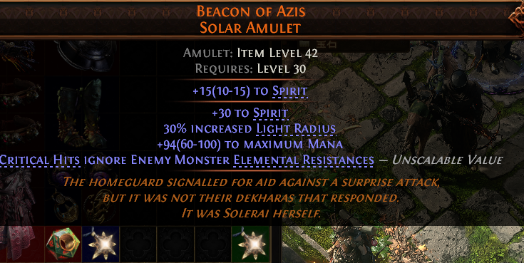 MMOJUGG Path of Exile 2 BEACON OF AZIS SOLAR AMULET#1224783 Details View of Item Function and Use