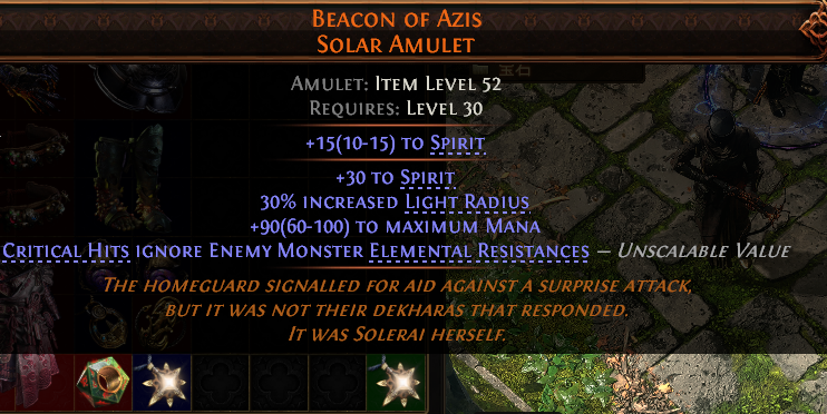 MMOJUGG Path of Exile 2 BEACON OF AZIS SOLAR AMULET#1224784 Details View of Item Function and Use