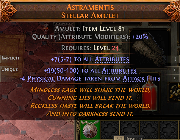 MMOJUGG Path of Exile 2 ASTRAMENTIS STELLAR AMULET#1226092 Details View of Item Function and Use