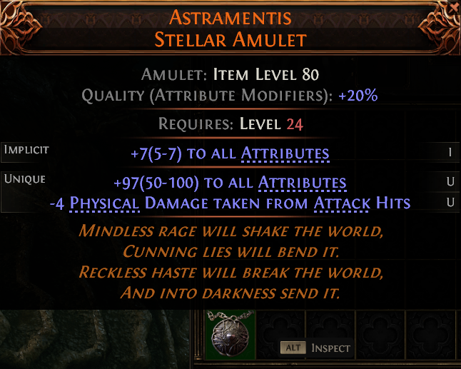 MMOJUGG Path of Exile 2 ASTRAMENTIS STELLAR AMULET#1226099 Details View of Item Function and Use