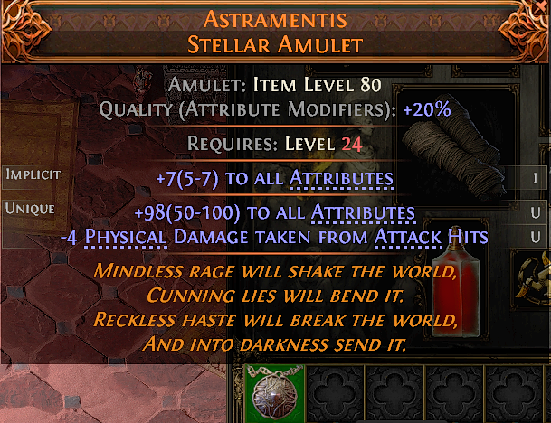 MMOJUGG Path of Exile 2 ASTRAMENTIS STELLAR AMULET#1226250 Details View of Item Function and Use