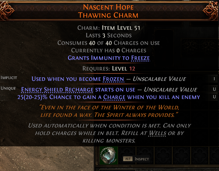 Path of Exile 2 NASCENT HOPE THAWING CHARM#1226265 Details MMOJUGG Path of Exile 2 NASCENT HOPE THAWING CHARM#1226265 Details View of Item Function and Use