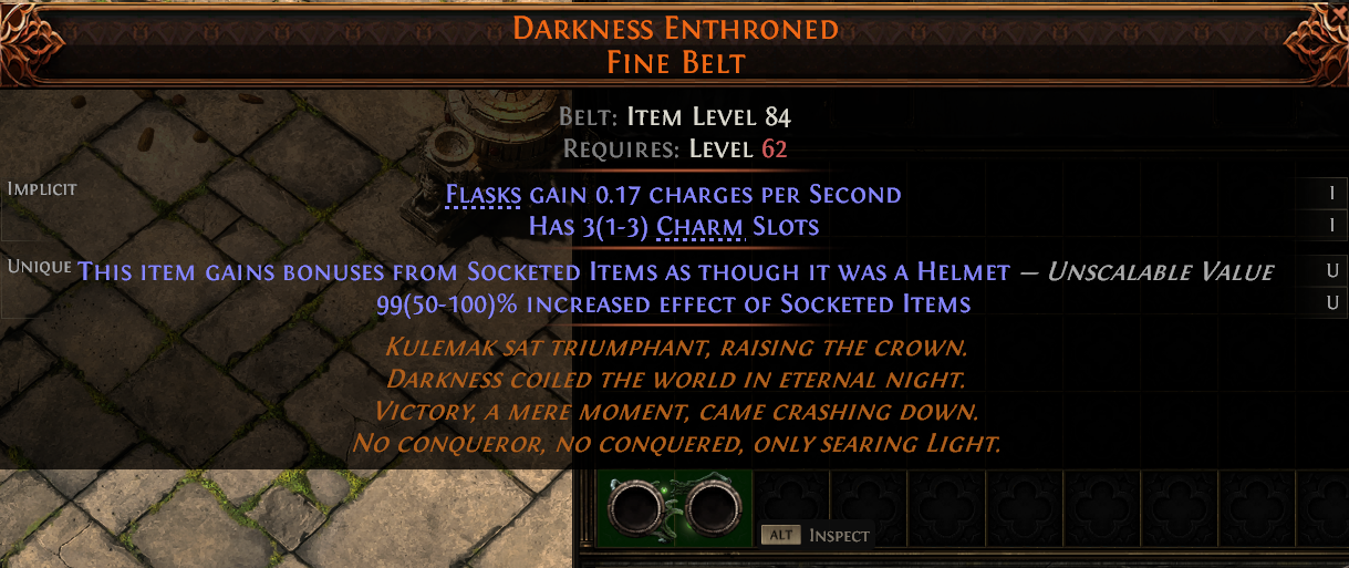 MMOJUGG Path of Exile 2 DARKNESS ENTHRONED FINE BELT#1226280 Details View of Item Function and Use