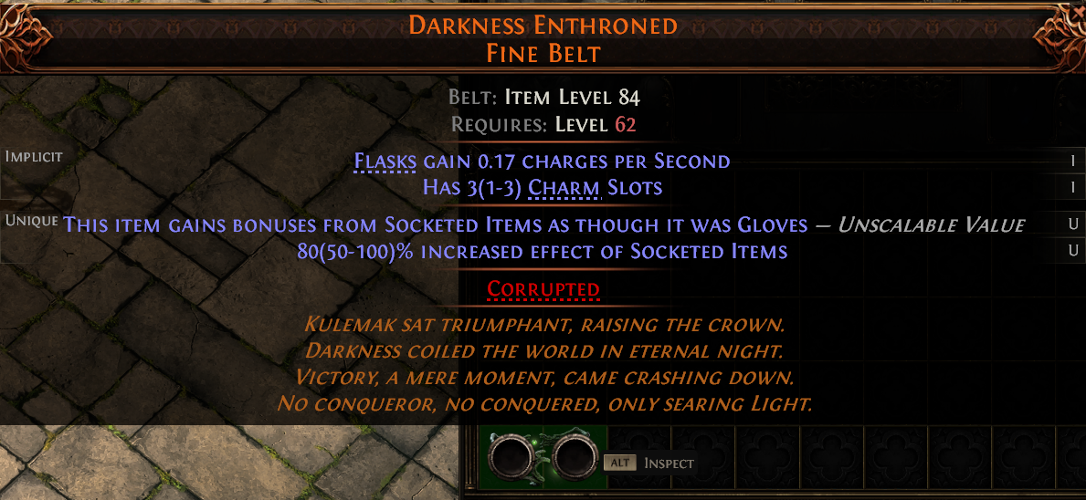 MMOJUGG Path of Exile 2 DARKNESS ENTHRONED FINE BELT#1226290 Details View of Item Function and Use