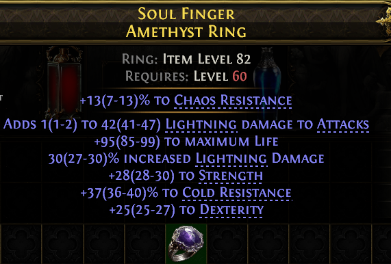 MMOJUGG Path of Exile 2 SOUL FINGER AMETHYST RING#1227740 Details View of Item Function and Use