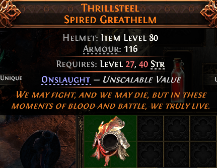MMOJUGG Path of Exile 2 THRILLSTEEL SPIRED GREATHELM#1227804 Details View of Item Function and Use
