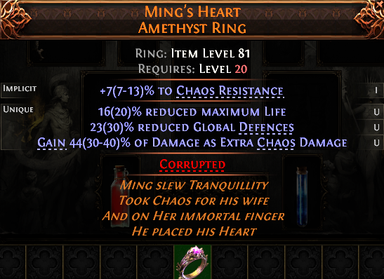 MMOJUGG Path of Exile 2 MING'S HEART AMETHYST RING#1227818 Details View of Item Function and Use