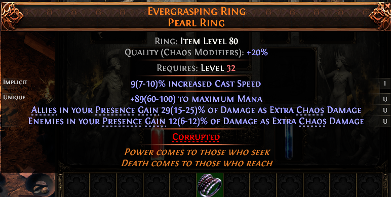MMOJUGG Path of Exile 2 EVERGRASPING RING PEARL RING#1227821 Details View of Item Function and Use