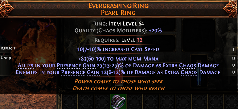 MMOJUGG Path of Exile 2 EVERGRASPING RING PEARL RING#1227823 Details View of Item Function and Use