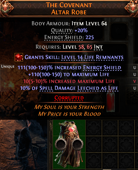 MMOJUGG Path of Exile 2 THE COVENANT ALTAR ROBE#1227828 Details View of Item Function and Use
