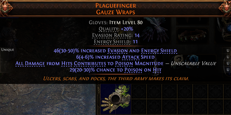 MMOJUGG Path of Exile 2 PLAGUEFINGER GAUZE WRAPS#1227857 Details View of Item Function and Use