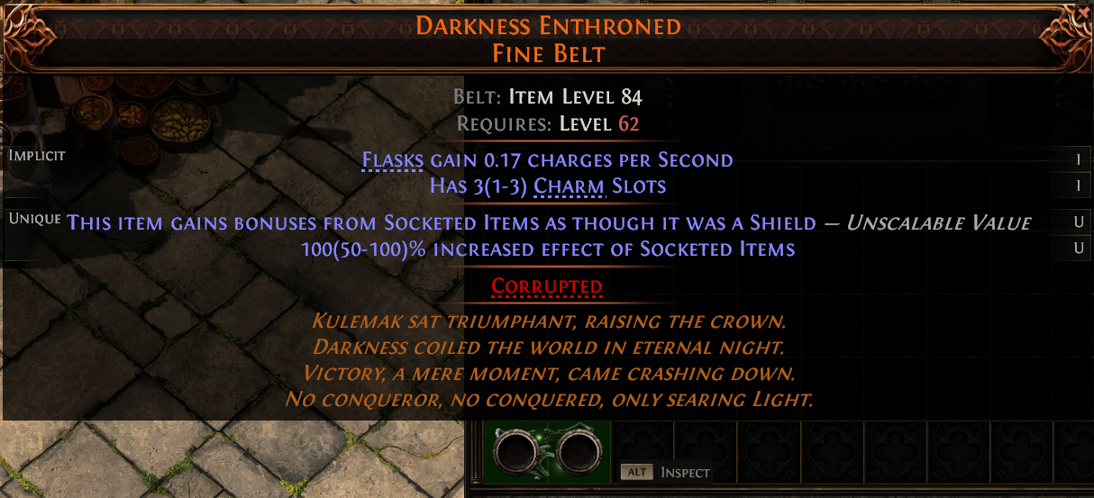 MMOJUGG Path of Exile 2 DARKNESS ENTHRONED FINE BELT#1228092 Details View of Item Function and Use