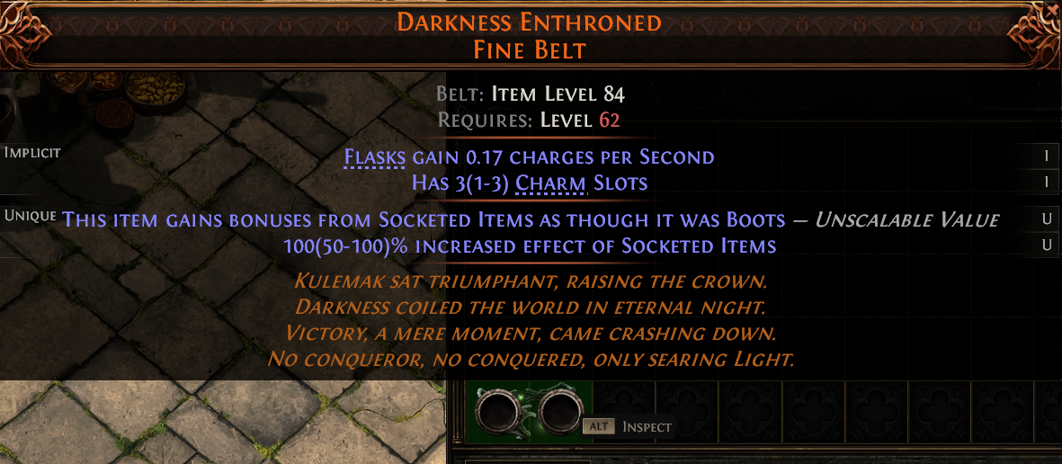 MMOJUGG Path of Exile 2 DARKNESS ENTHRONED FINE BELT#1228094 Details View of Item Function and Use