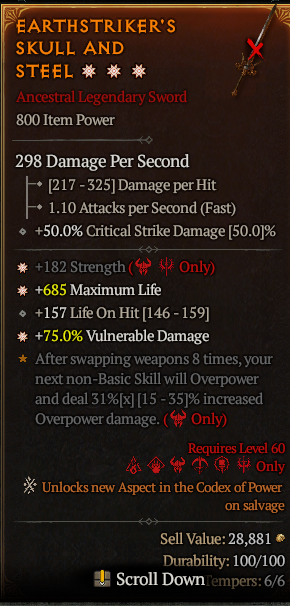 Diablo 4 EARTHSTRIKER'S SKULL AND STEEL#1228310 Details MMOJUGG Diablo 4 EARTHSTRIKER'S SKULL AND STEEL#1228310 Details View of Item Function and Use