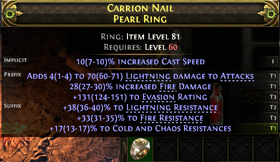 MMOJUGG Path of Exile 2 CARRION NAIL PEARL RING#1229208 Details View of Item Function and Use