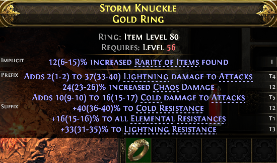 MMOJUGG Path of Exile 2 STORM KNUCKLE GOLD RING#1229210 Details View of Item Function and Use