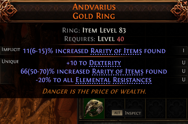 MMOJUGG Path of Exile 2 ANDVARIUS GOLD RING#1229809 Details View of Item Function and Use