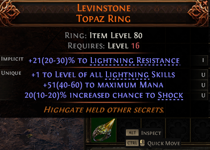 MMOJUGG Path of Exile 2 LEVINSTONE TOPAZ RING#1232553 Details View of Item Function and Use