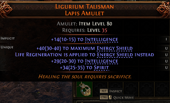 Path of Exile 2 LIGURIUM TALISMAN LAPIS AMULET#1232555 Details MMOJUGG Path of Exile 2 LIGURIUM TALISMAN LAPIS AMULET#1232555 Details View of Item Function and Use